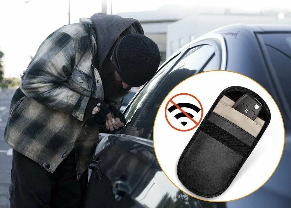 Zaščitni ovitek proti kraji za avtomobilske ključe Hurtel, Faraday škatla, 14x10 cm, črn