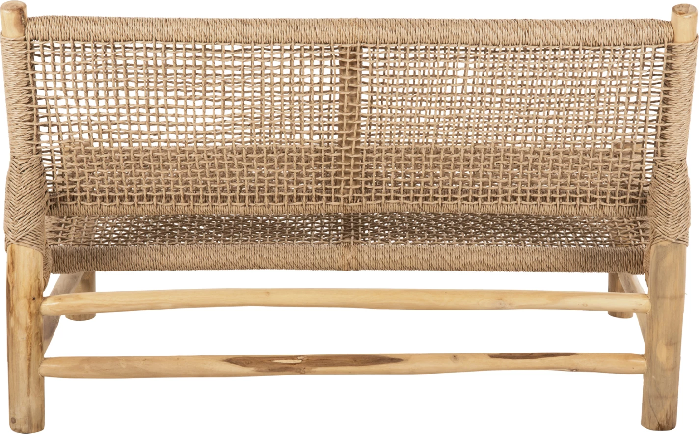 Zunanja dvosedna sedežna garnitura LONDER FH5984 iz tikovega lesa in sintetičnega pletenega ratana 120x75x78H cm