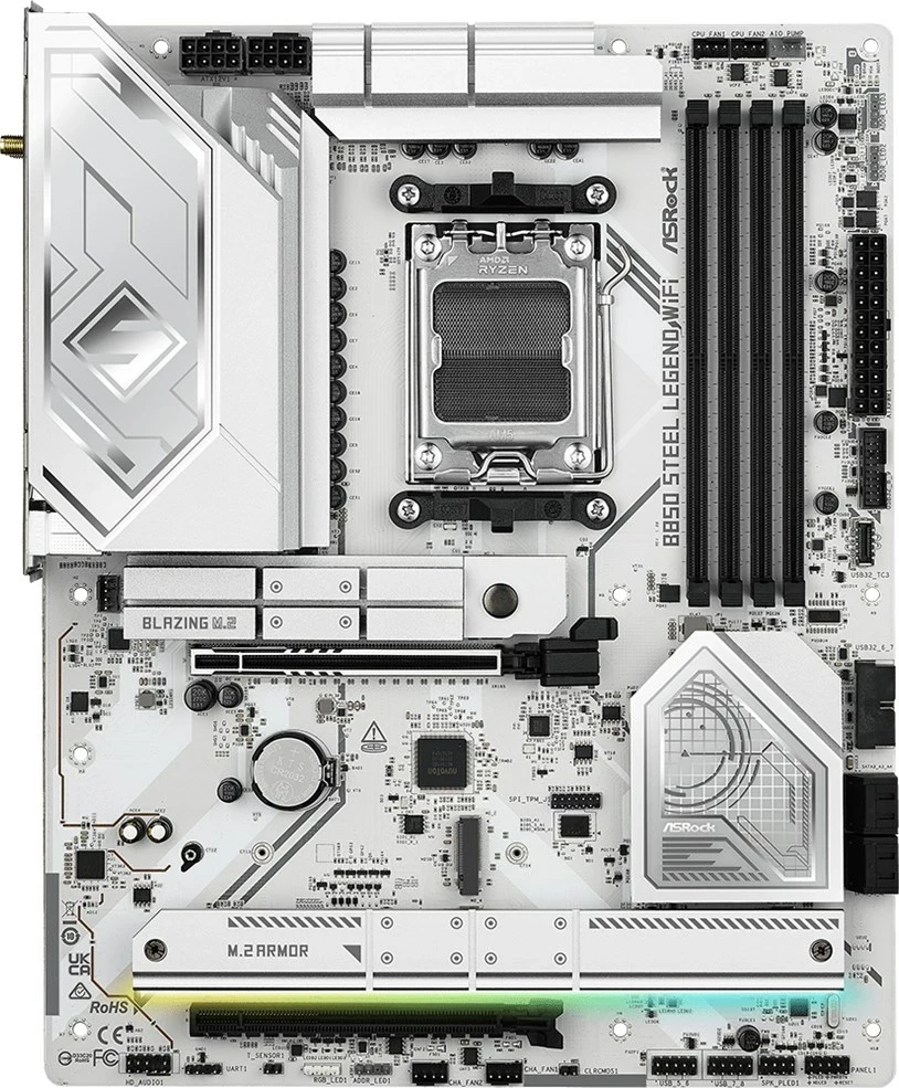Matična plošča Asrock B850 Steel Legend WiFi, Socket AM5, ATX, bela
