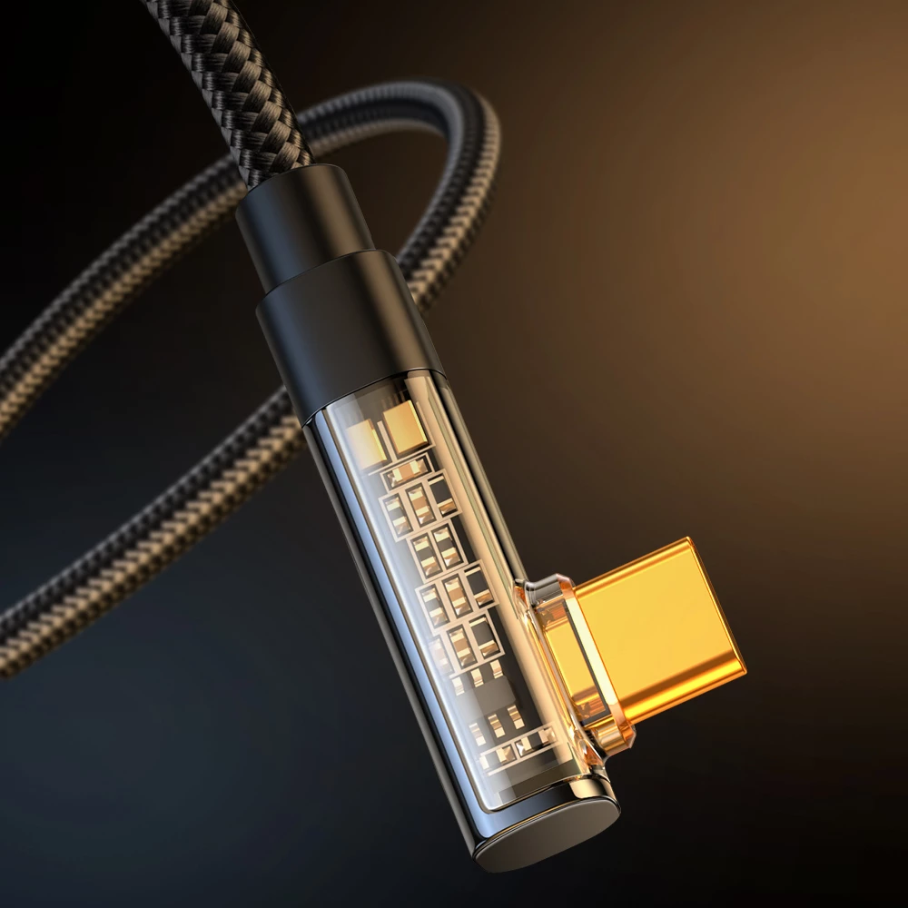 Kabel USB-C pod kotom 90°, Joyroom S-UC027A6, 1,2 m, 3A, črn