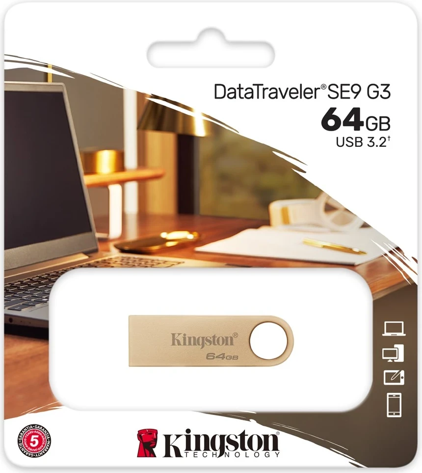USB za shranjevanje 64GB, 220MB/s, kovinski, USB 3.2 Gen 1 SE9 G3 Kingston DataTraveler