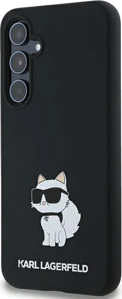 Silikonski ovitek z motivom Choupette Karl Lagerfeld za Samsung Galaxy A35, črn
