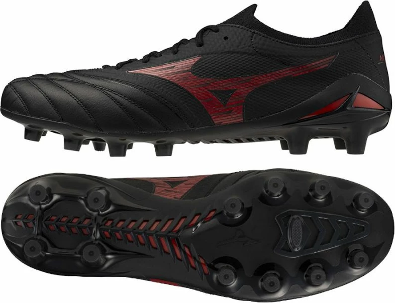Futbalske kopačke Mizuno za moške/ženske, črno/rdeče