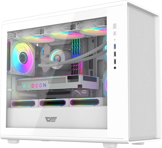 Računalniško ohišje Darkflash DB460M, M-ATX/ITX, do 12 ventilatorjev / radiator 360 mm, 2x HDD 3,5" 2x SSD 2,5", belo