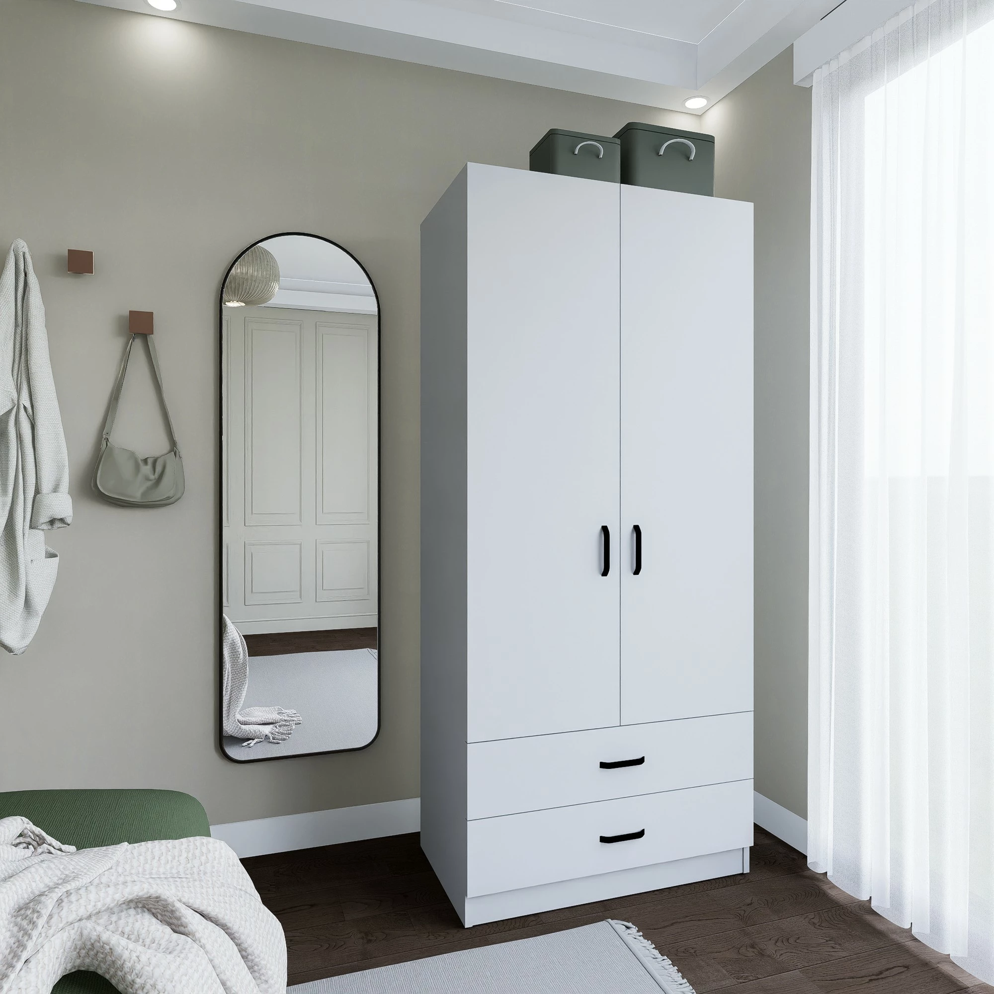 Dvoovršna omara Hanah Home Yaman 1600-042, mat bela