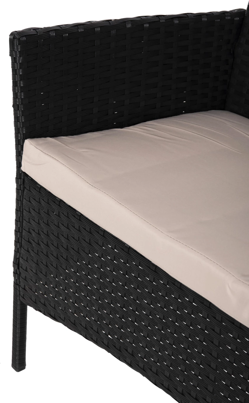 Zunanji lounge set 4 kosi STASIA FH6089.01 sintetični ratan v črni barvi - blazine v barvi kapučina