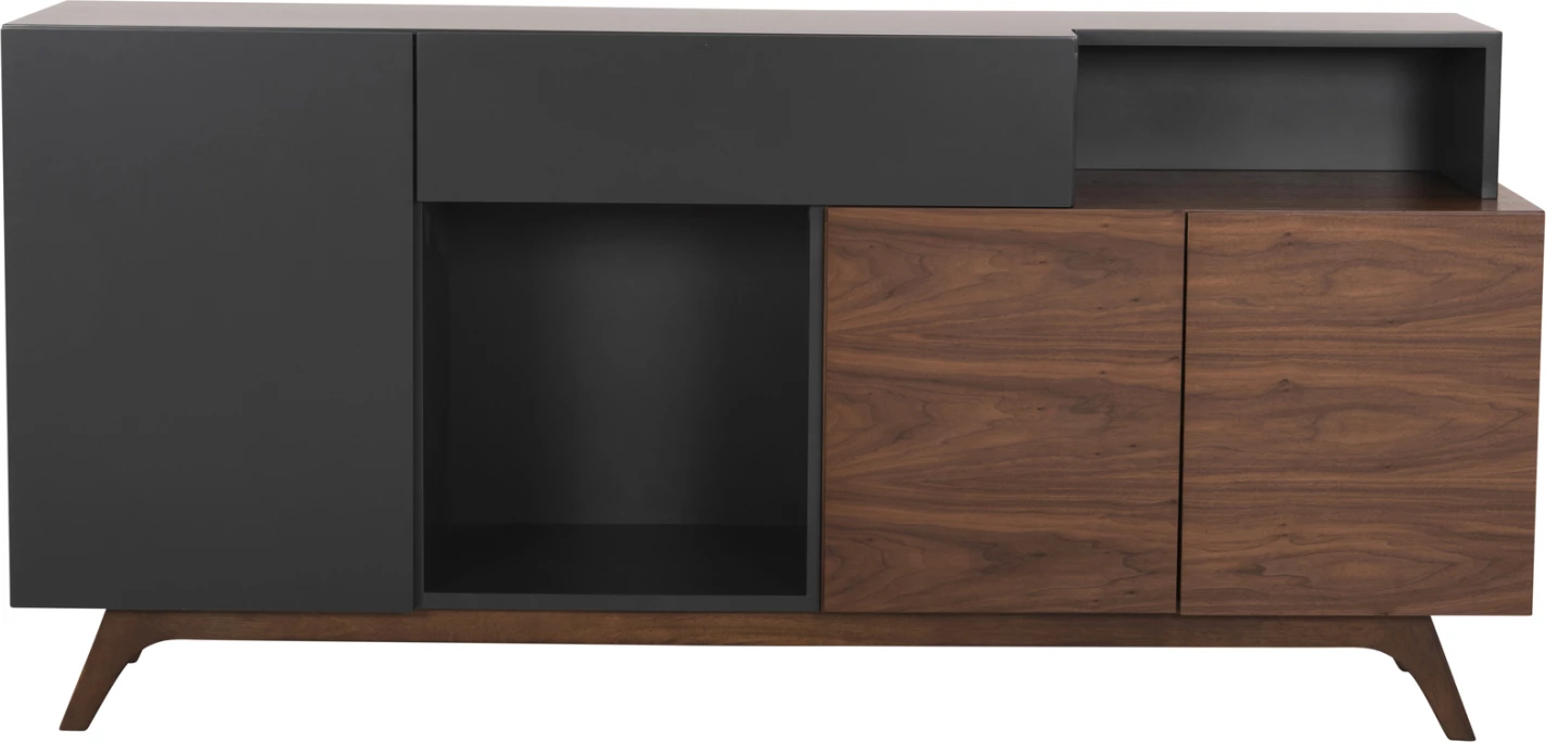 Buffet Preda FH9747 iz MDF z barvo oreha in temno sivega furnirja 167x28-40x80H cm