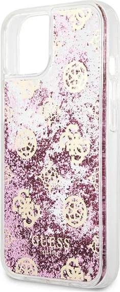 Ovitek za telefon Guess Peony Liquid Glitter za iPhone 13 mini 5,4", roza