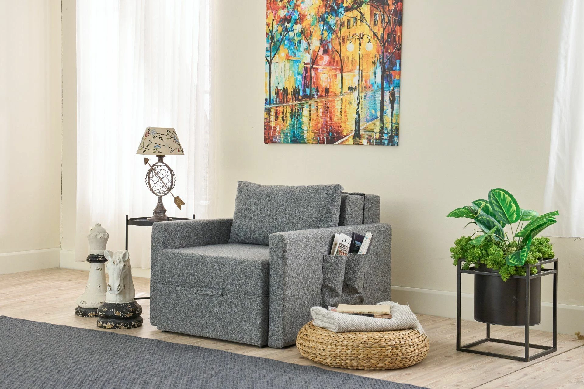 Enosedalna kavč-postelja, Atelier del Sofa Saros, siva