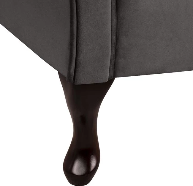 Chesterfield ležalnik iz sivega žameta Niovi FH3007.10 Levi ročaj 189x61x84cm