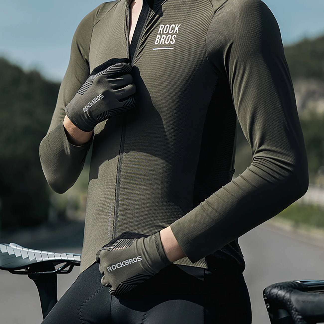 Polne kolesarske rokavice Rockbros 16110006002, M, zelene