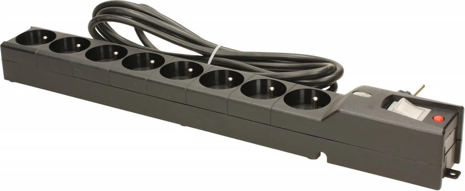 Razdelilnik Lestar LXA 816, 8 vtičnic, 3,0 m, črn