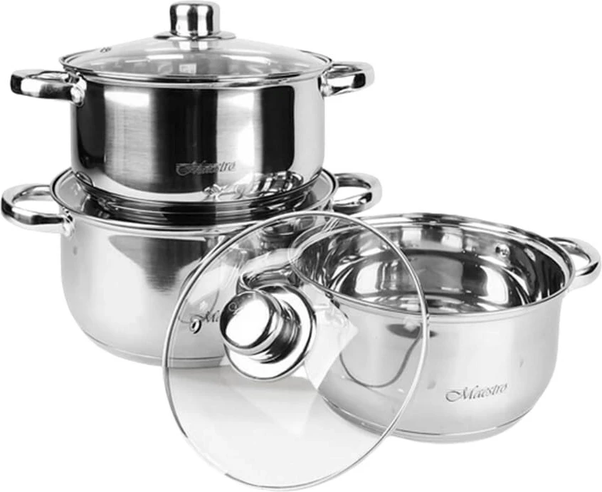 Set posod za kuhanje, 6-delni, nerjaveče jeklo Maestro MR-2020-6M