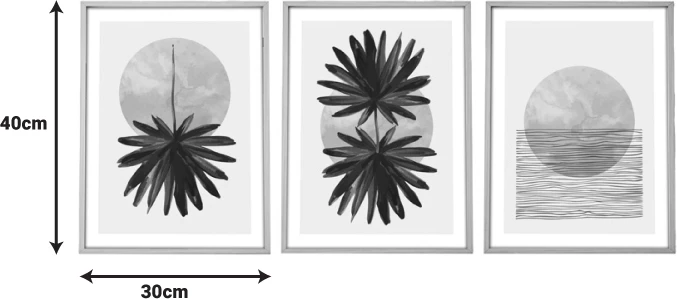 Triptihna slika, digitalni tisk na platnu, večbarvna, Envazy, 30x3x40 cm (set 3 kosov)