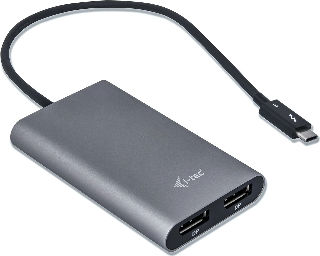 Video adapter za dva DisplayPorta, I-Tec TB3 Dual DP, Thunderbolt 3, siv