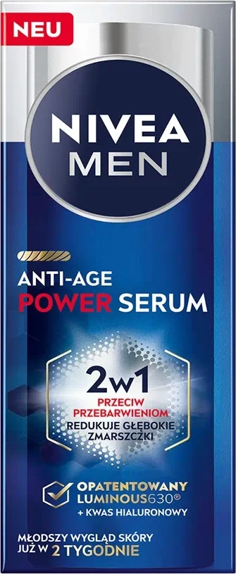 Serum za obraz proti temnim madežem za moške Nivea Men Anti-Age Power 2in1, 30 ml