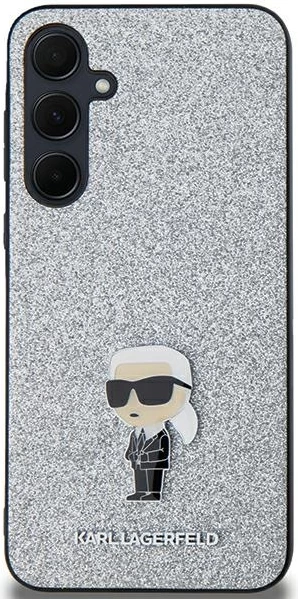 Lesketajoč ovitek Karl Lagerfeld Fixed Glitter Ikonik za Samsung Galaxy A35, srebrn