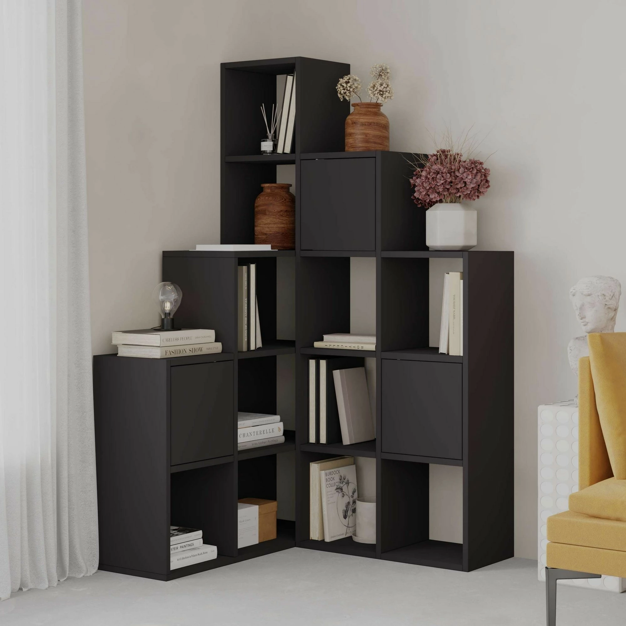Knjižna polica Skye Decor Paleo, črna