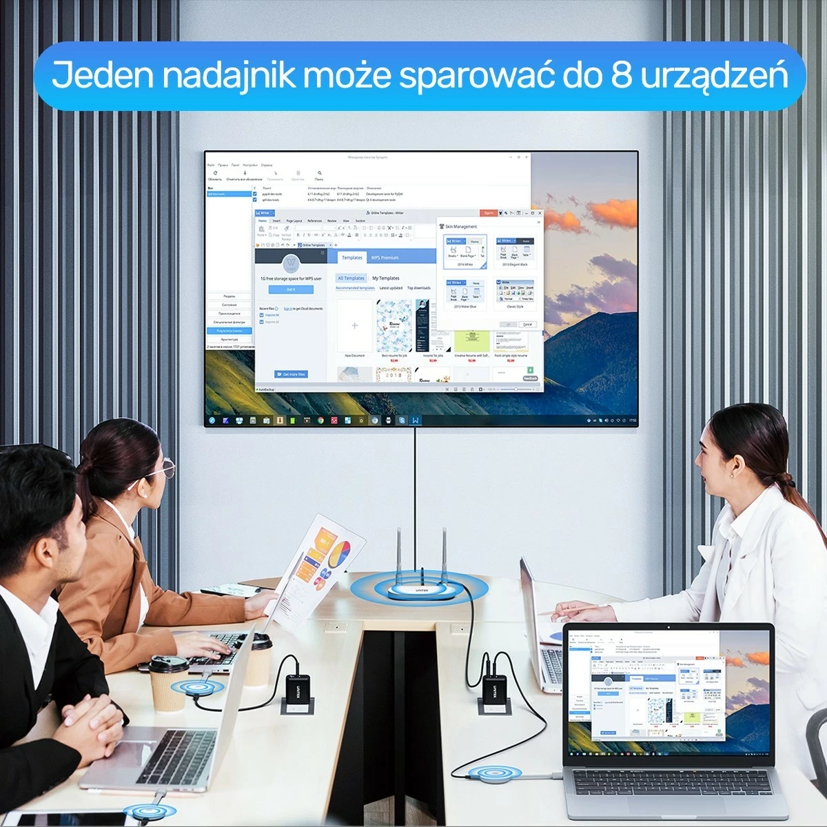 Brezžični HDMI oddajnik in sprejemnik Unitek, podaljšek do 50 m, bel