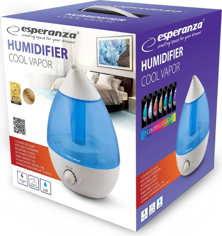 Vlažilec zraka Esperanza EHA005, 2.6 L, bel/moder
