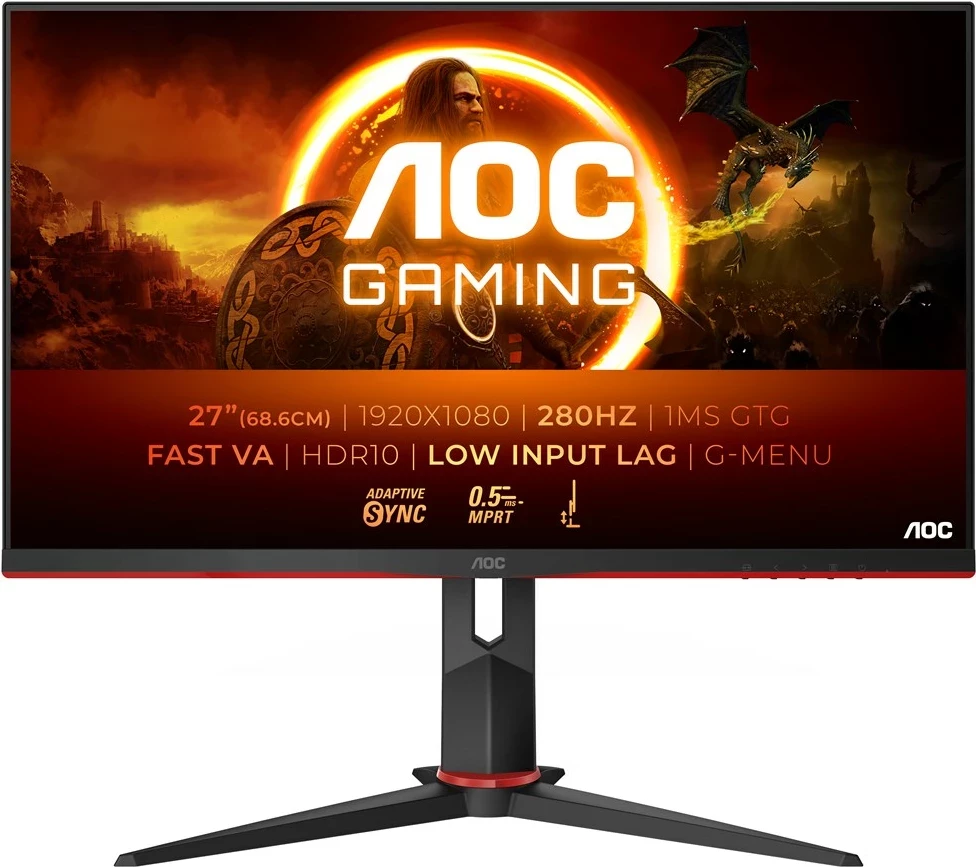 27" zaslon, Full HD, 280Hz, igralni, AOC 27G2ZN3/BK, črno/rdeč