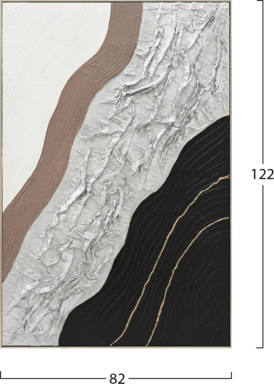 Stenska slika abstraktna FH4553.02 bež PS okvir-platno-ročno izdelana 82x4.5x122H cm