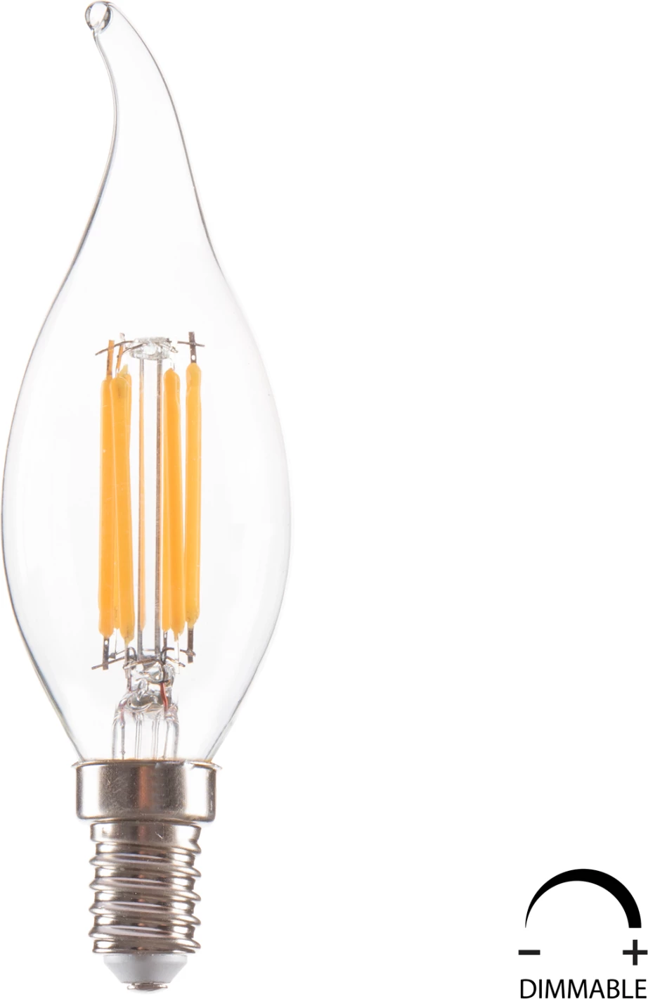 Žarnica v stilu plamena LED filament 6W E14 3000K prozorna zatemnljiva