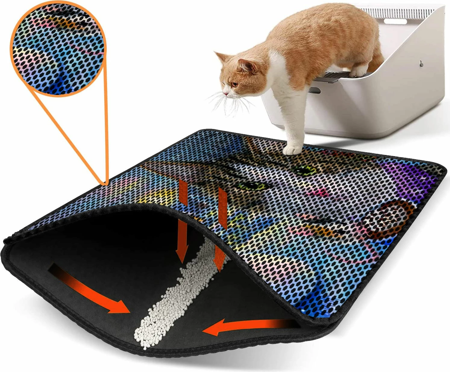 Preproga za mačji pesek, večbarvna, Paws & Whiskers Nrszn0173, 45 x 60 cm