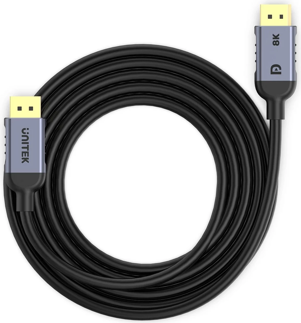 Kabel DisplayPort 1.4, 1 m, črno-srebrn — Unitek
