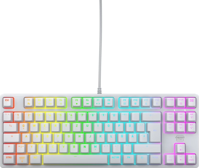 Mekana tipkovnica Cherry K4V2 TKL, RGB, Cherry MX2A Red, QWERTZ, bela