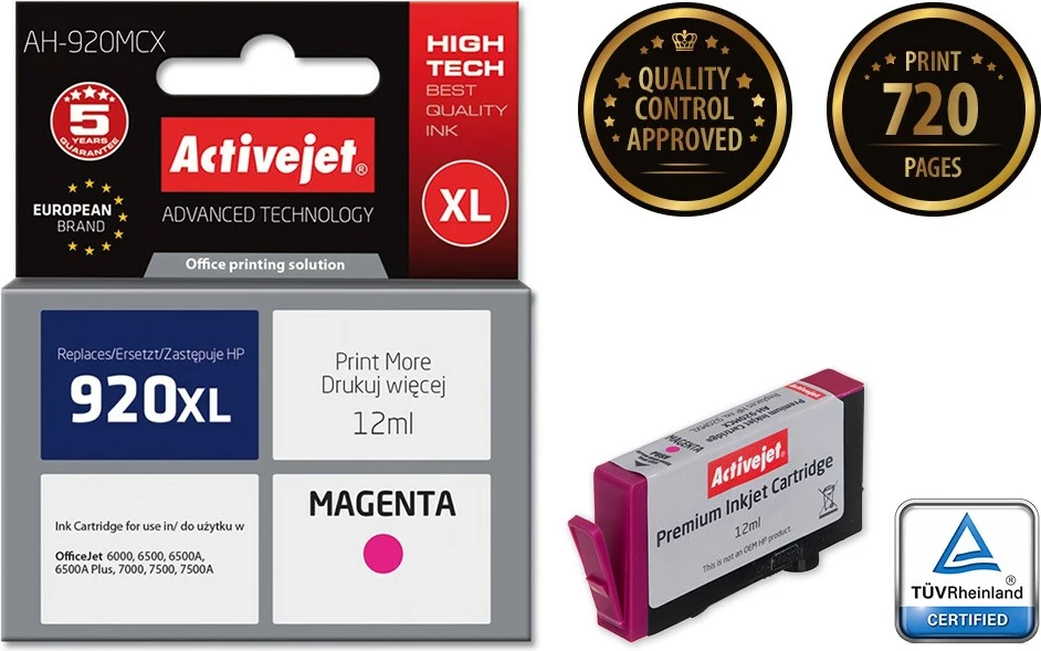 Nadomestna barva Activejet AH-920MCX za tiskalnik HP, 12 ml, vijolična