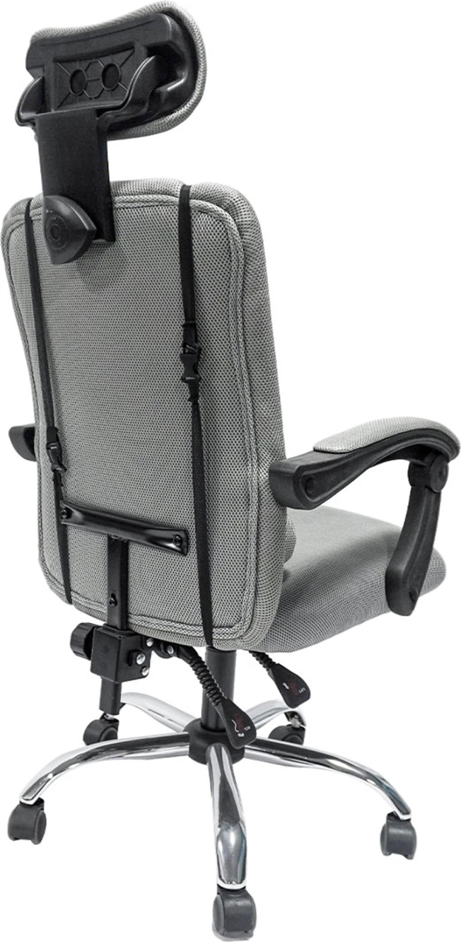 Pisaniški stol CRONER FH1196.02 sivo mrežasto-kromirano kovinsko podnožje-črn najlonski okvir 58x54x120Hcm