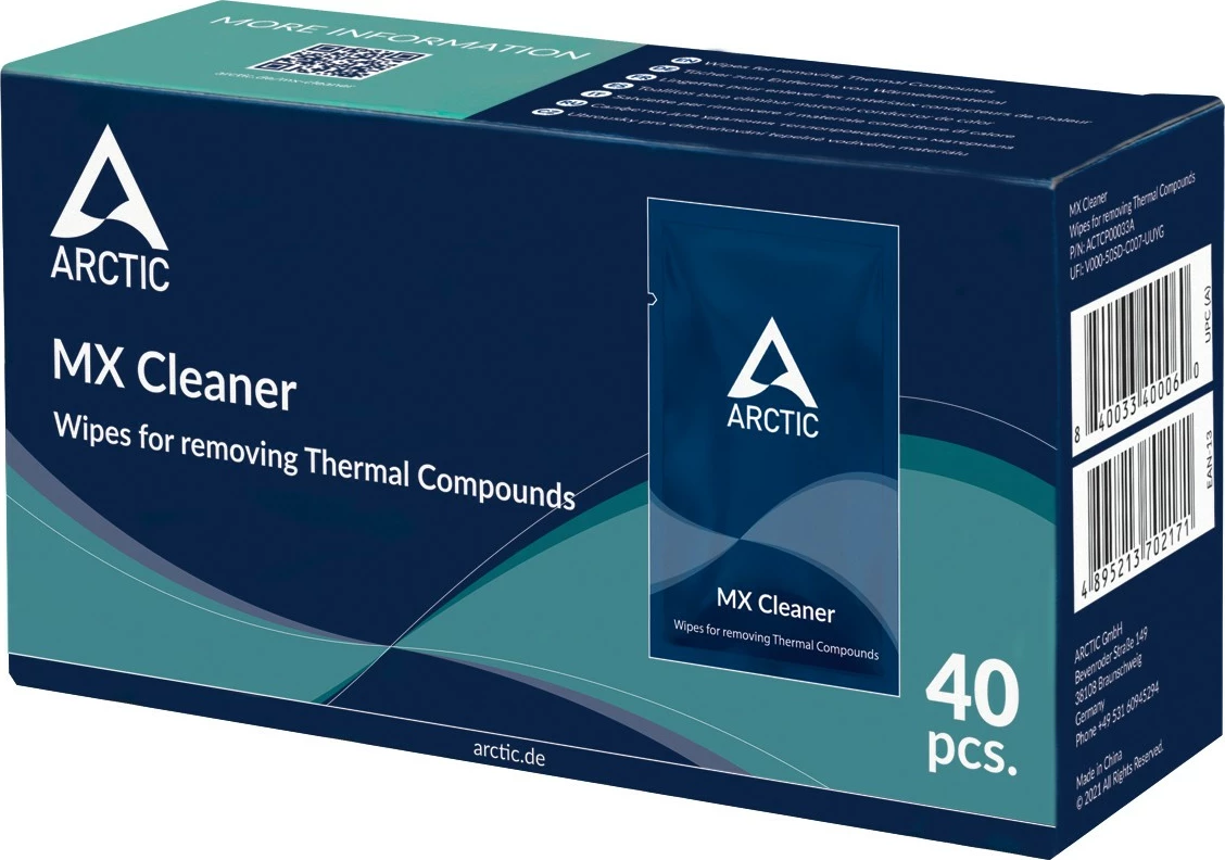 Čistilne vlažne robčke za termalno pasto ARCTIC MX Cleaner, 40 kosov