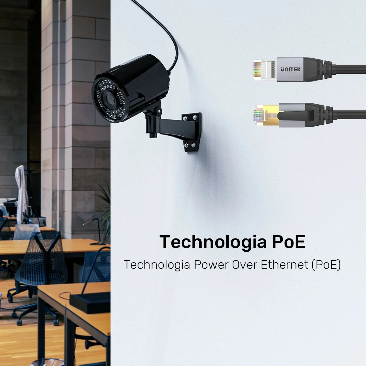 Ethernet kabel Unitek RJ-45 LAN, patchcord cat.8, 10 m, črno-siv