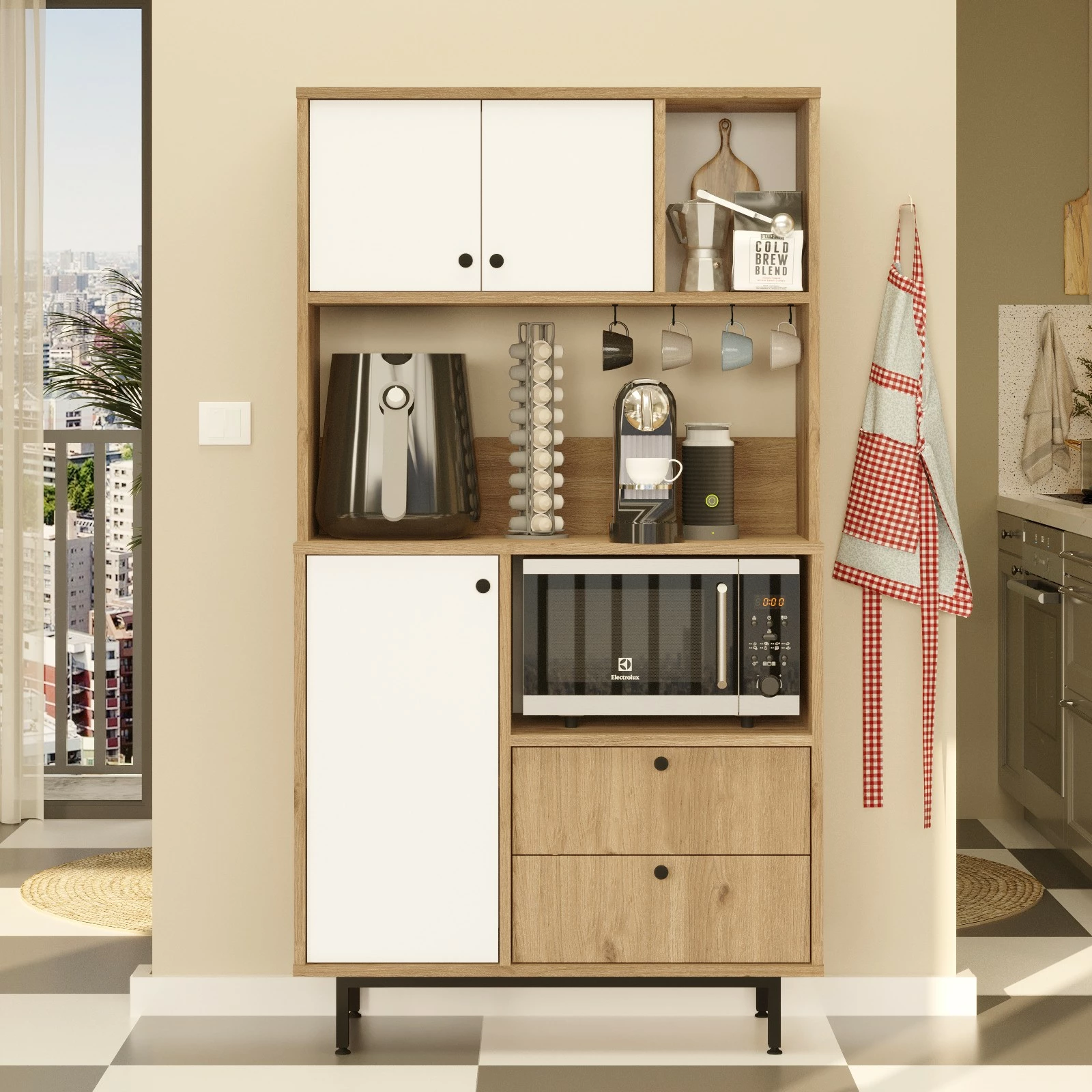 Večnamenska omara Hanah Home RE3-SW, hrast in bela