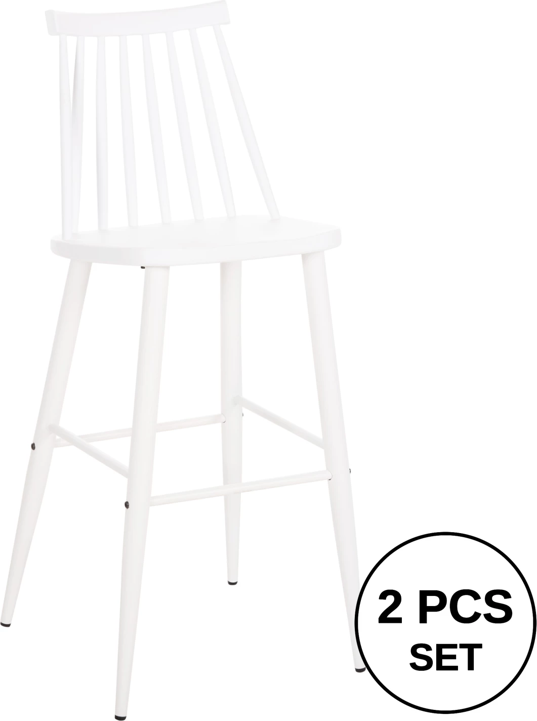 Barski stol z visokim sedežem VANESSA FH8459.11 bel PP & bele kovinske noge 47x48,5x107Hcm, set 2 kosov