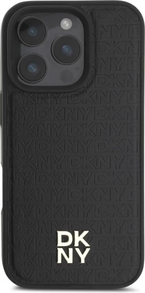 Ovitek za telefon DKNY Repeat Pattern Stack Logo MagSafe za iPhone 16 Pro Max, črn