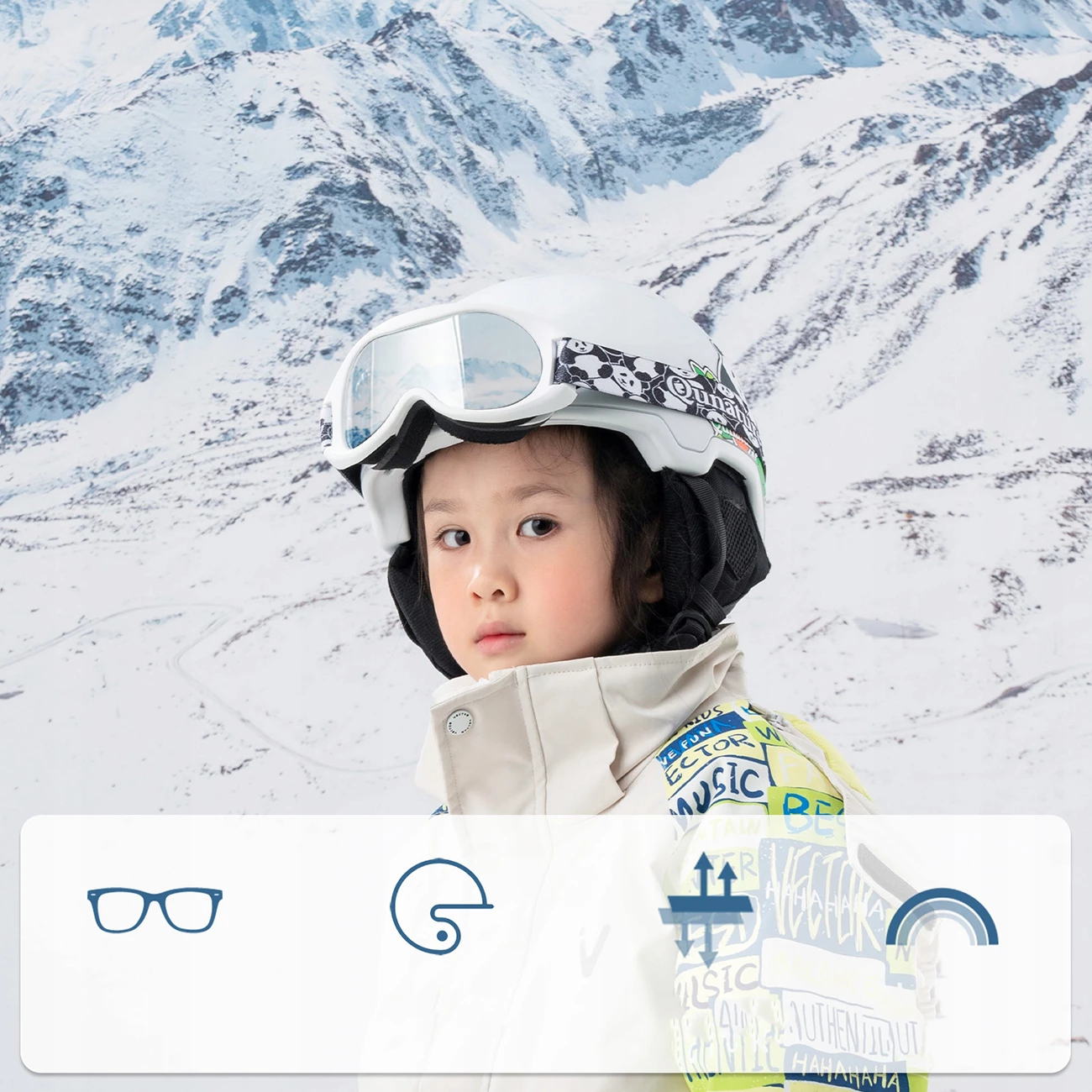 Otroške smučarske očala Panda Qunature, bela/črna