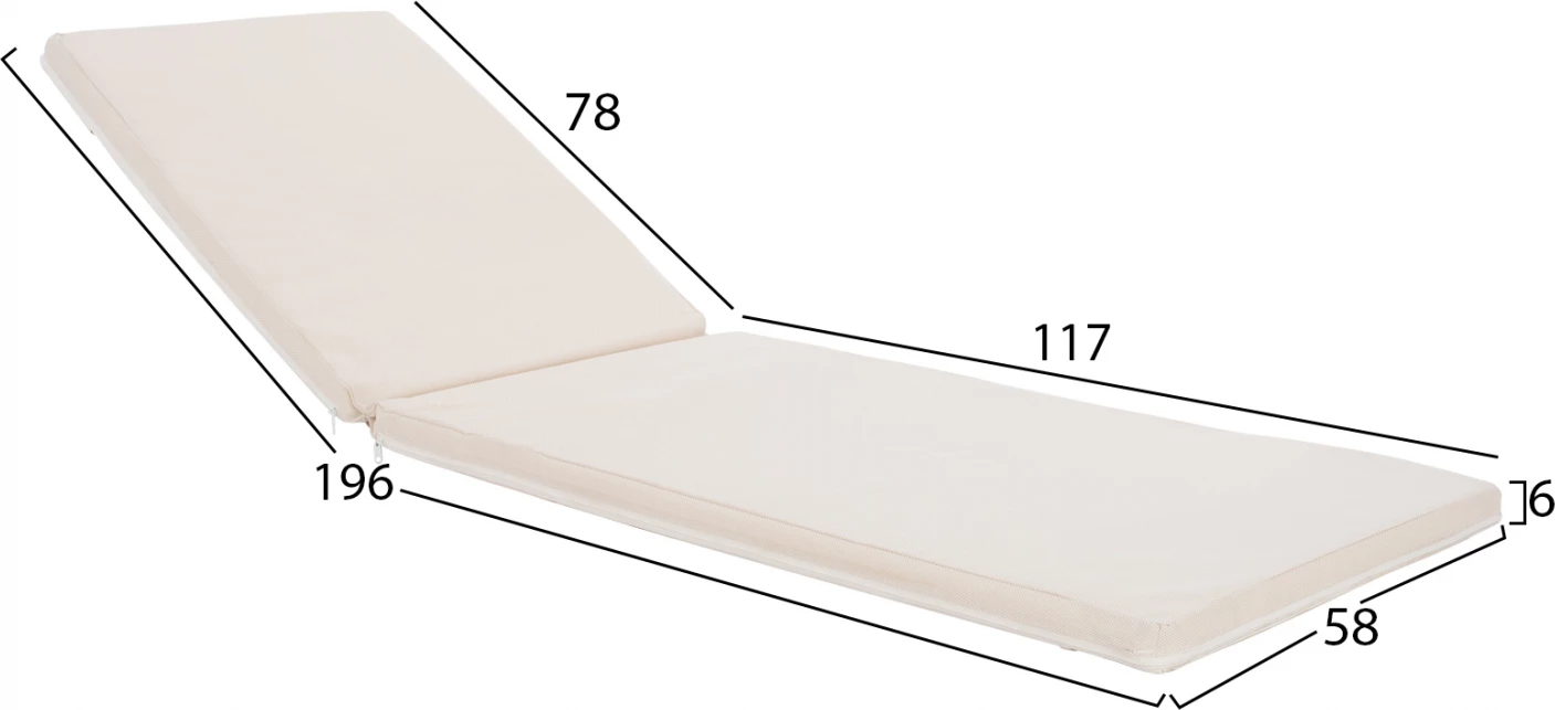 Blazina za ležalnik iz tekstilena Sifnos bež FH11234.60T 196(117+1+78)x58x5cm