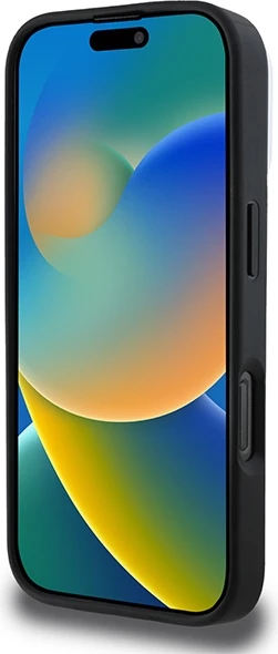 Ovitek za telefon MagSafe s srebrnim logotipom DKNY za iPhone 16 Pro, črn