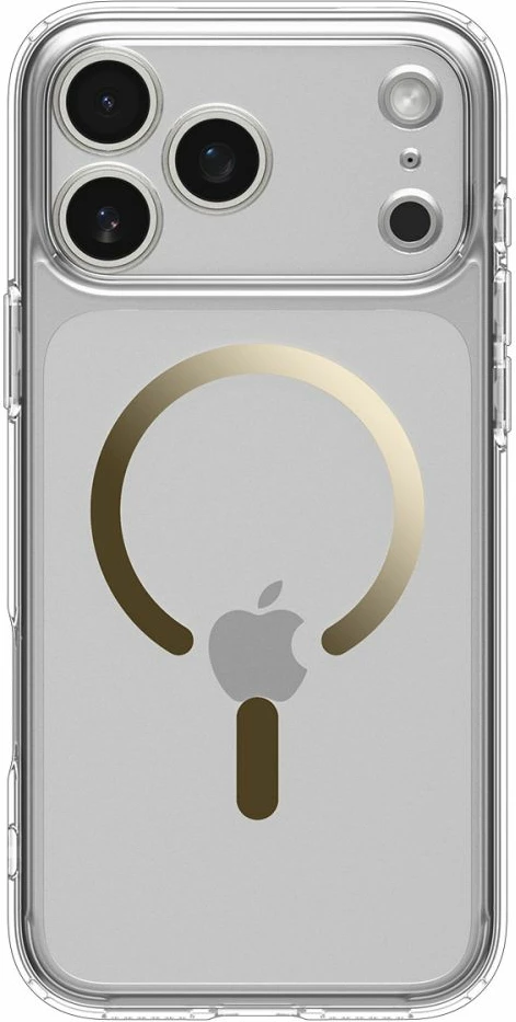 Ovitek za pametni telefon iPhone 17 Pro Spigen Ultra Hybrid MagSafe, TPU+PC, z vgrajenim magnetnim obročem, prosojno zlata