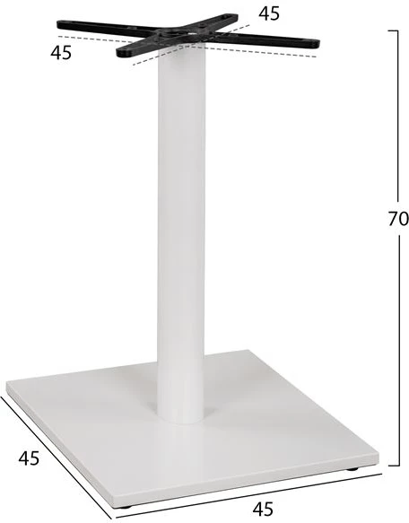 Kovinsko stojalo belo mat 45x45x70 s križem 45x45 in nastavljivci FH438.02