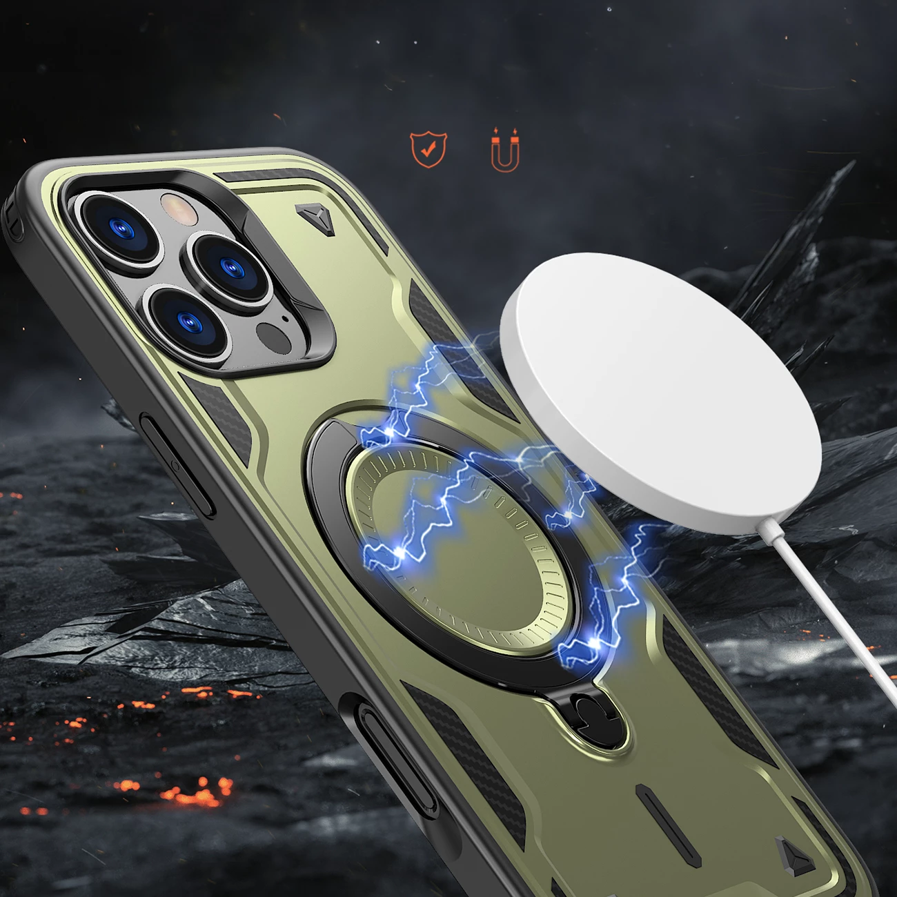 Ovitek Hybrid Armor Trendy z MagSafe za iPhone 16 Pro Max, Hurtel, zelen