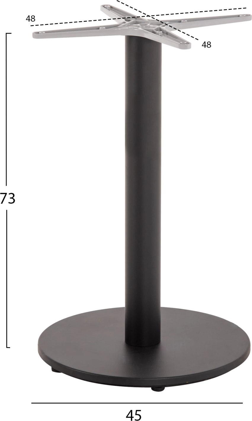 Okrogla aluminijasta osnova za mizo FH476.01 v mat črni barvi 48x48cm križ Φ45Χ73Hcm