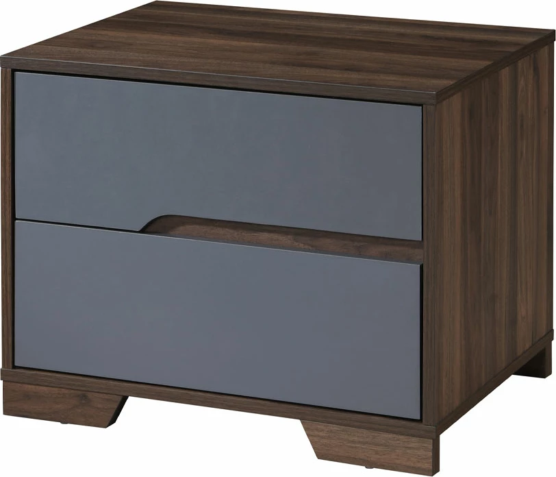 Komoda GROOVES, 2 predala, oreščna-siva, 60x45x47 cm