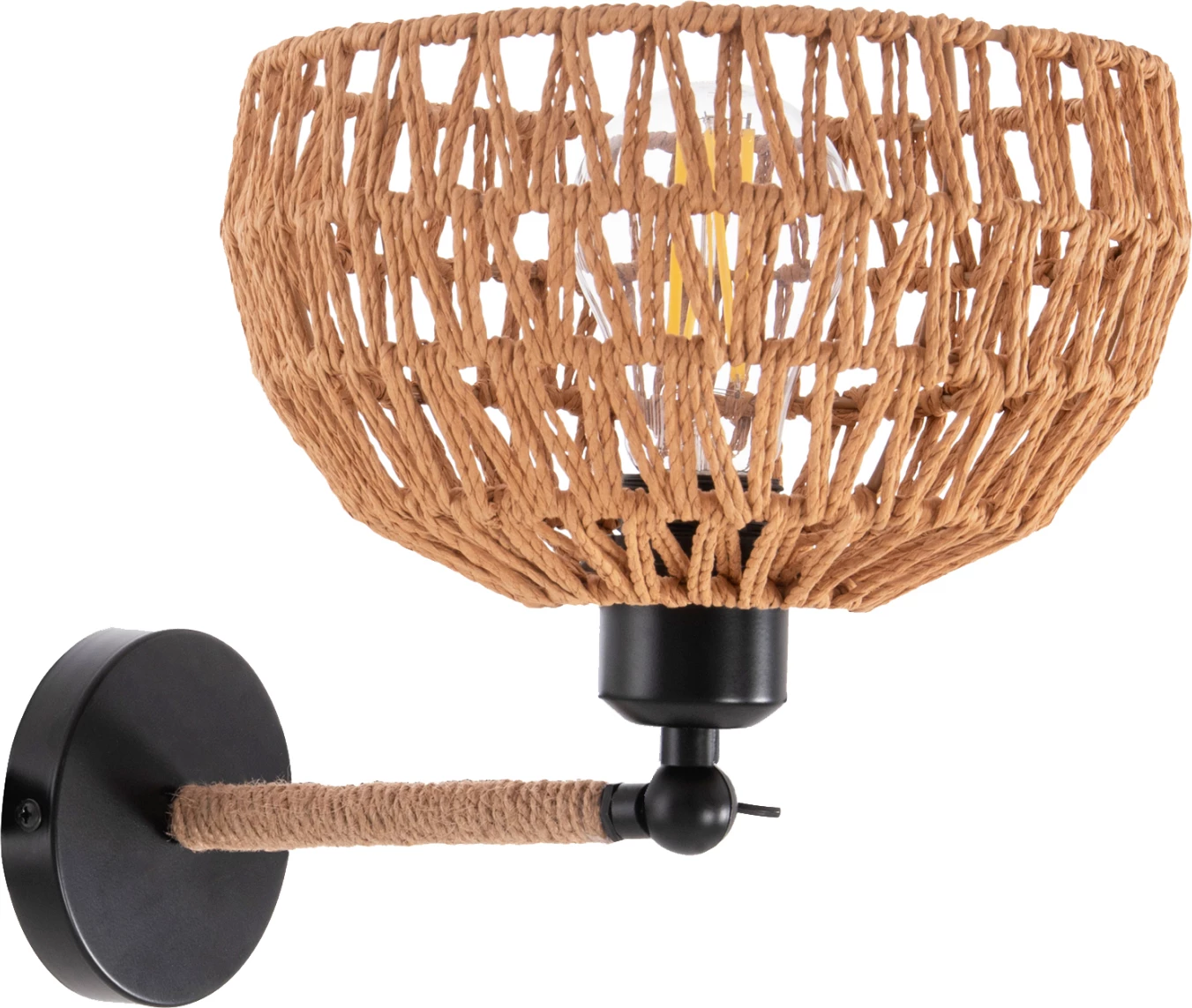 Stenska svetilka GLIDE FH4475 kovinska osnova-konopljina vrv-[E27] 22x22x35-21Hcm