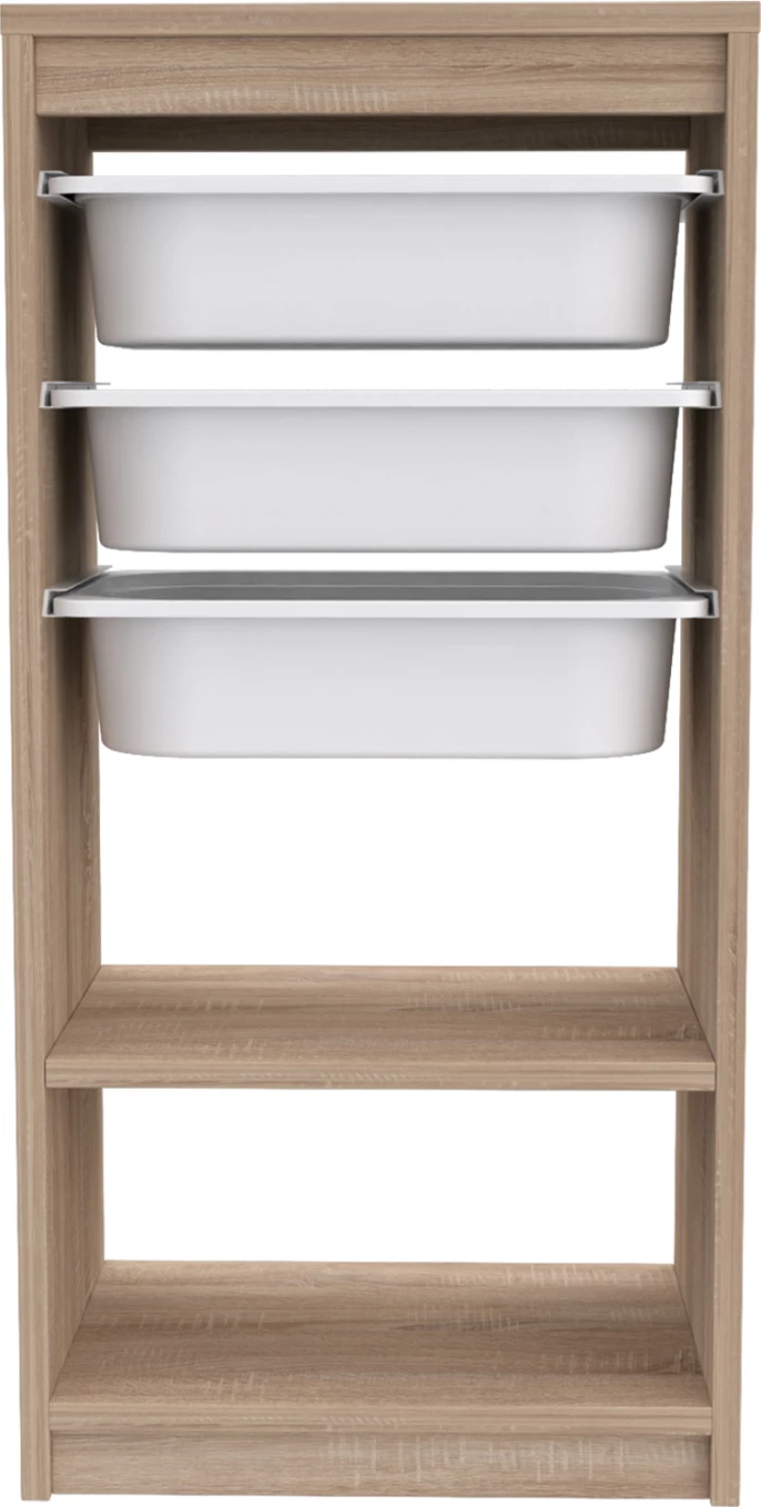 Komoda SANI FH18198.03 melamin v sonoma-beli barvi s predali P.E. 45,5x30x92H cm