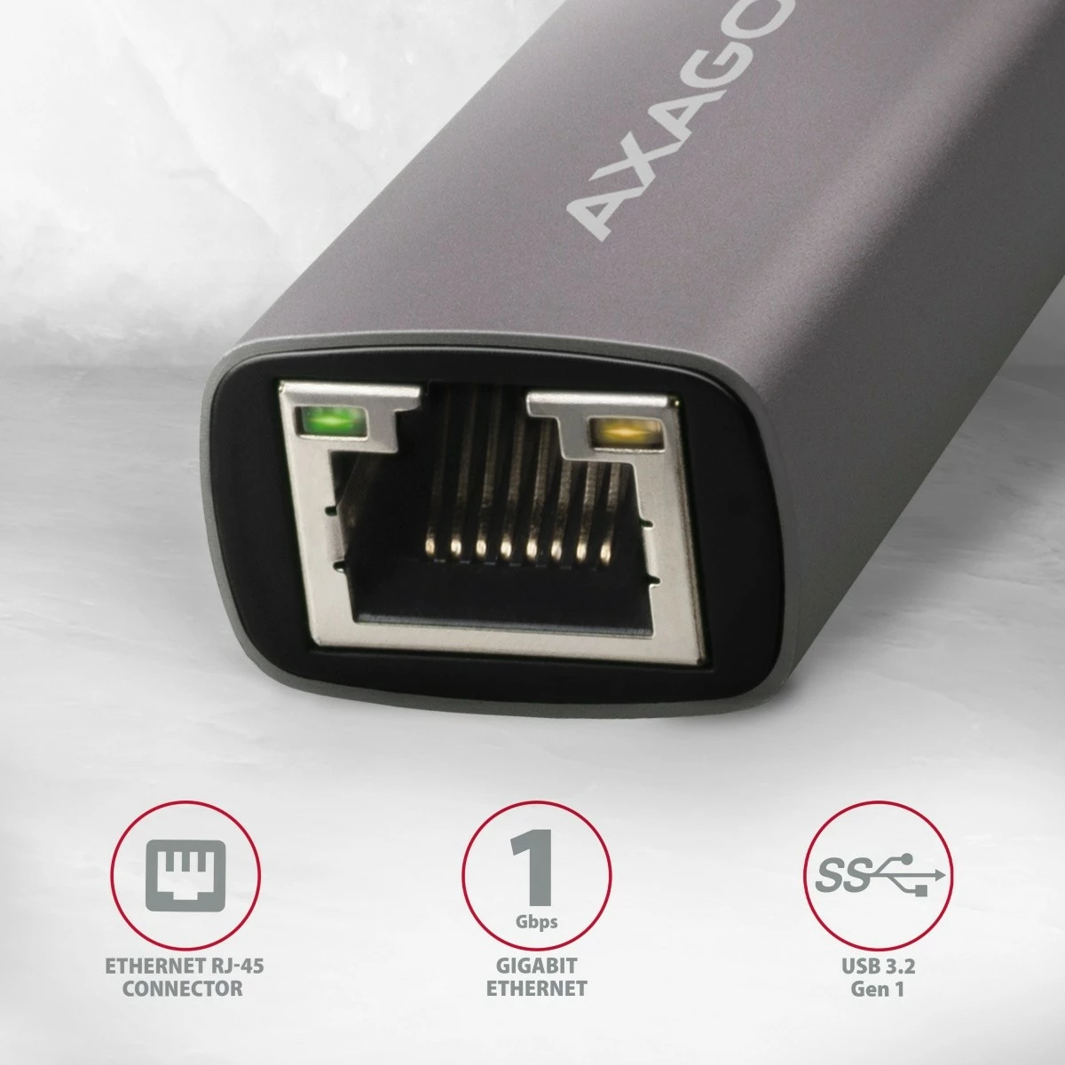 Gigabit Ethernet adapter, AXAGON ADE-TRC, USB-C 3.2 Gen 1, titan siva