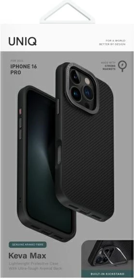Ultra tanek zaščitni ovitek Keva Max Magclick, UNIQ za iPhone 16 Pro, črn