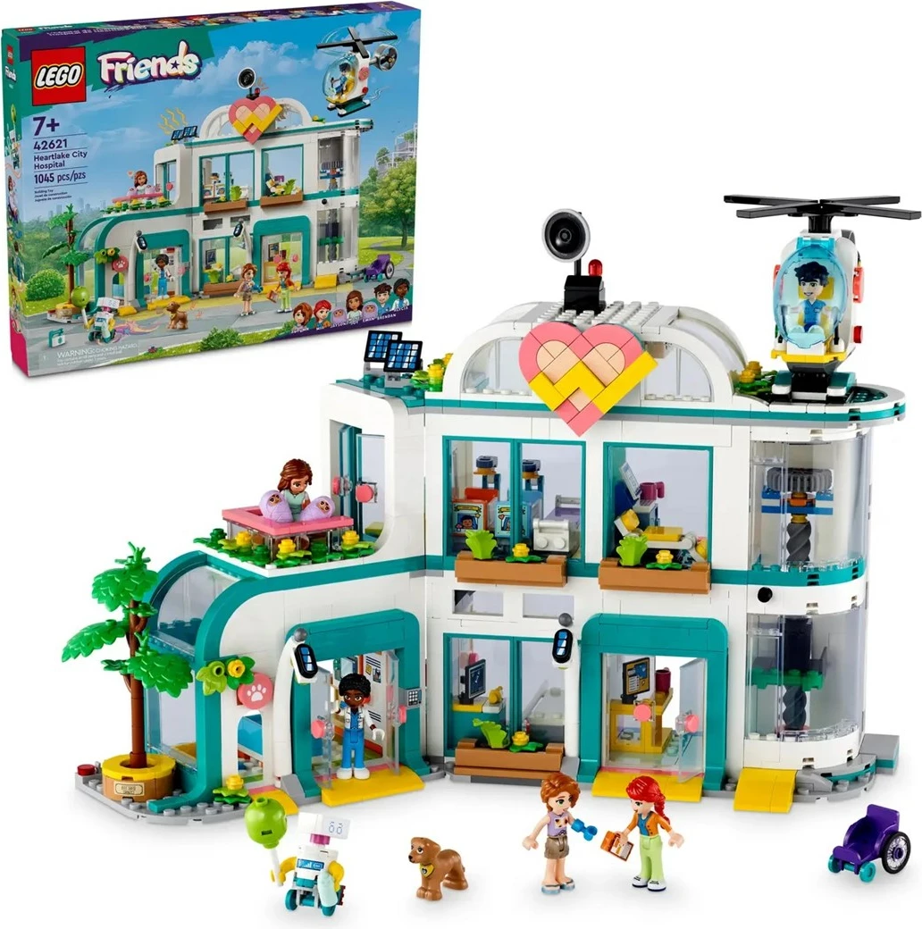 Igralni komplet bolnišnica Heartlake City, LEGO Friends 42621, 5 minifigur, za otroke, večbarvno